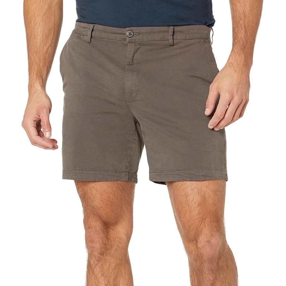 Goodthreads Men's 7" inseam flat-front stretch chino short, Dark Green